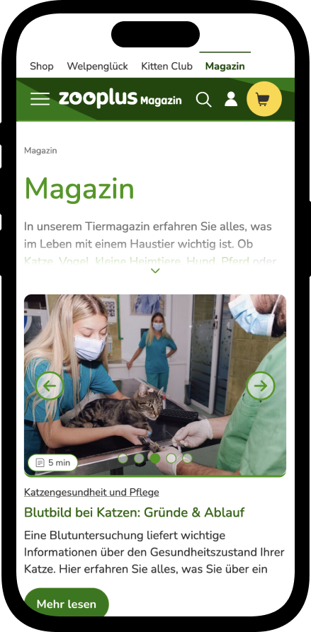 zooplus magazine on iPhone screen
